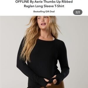 aerie offline thumbs up ribbed raglan long sleeve w/ thumb holes